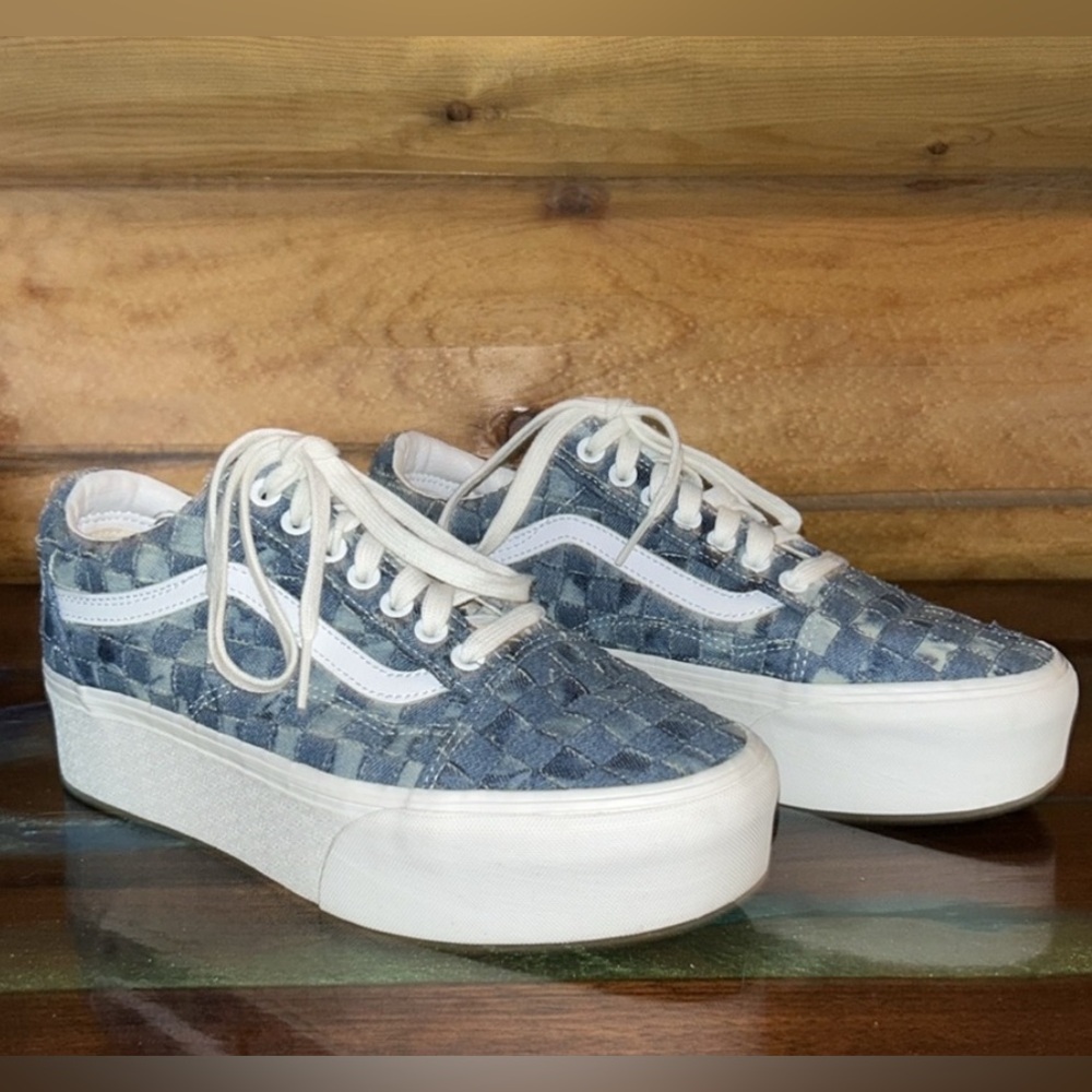 Vans EUC Old Skool Denim Stackform Sneakers Size 9.5 Women’s in Medium Blue